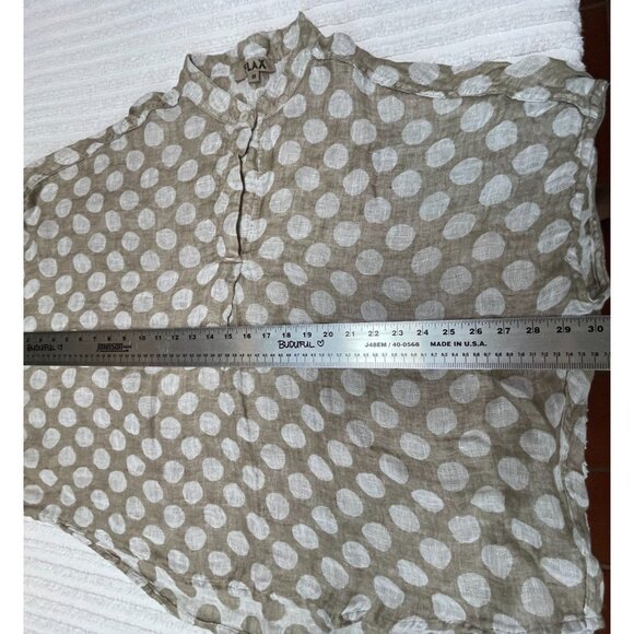 Flax Womens Polka Dot Linen Spartan Pullover Boxy Top Blouse Medium Beige NWOT - Picture 6 of 8
